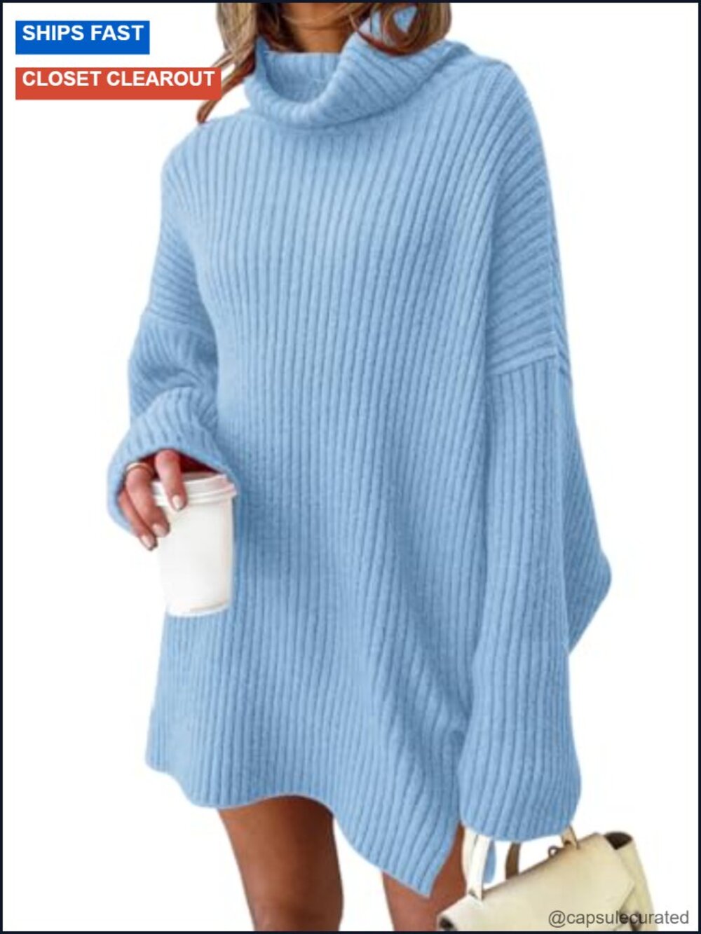 Oversized Turtleneck Sweater Dress Plus Size Knit Winter